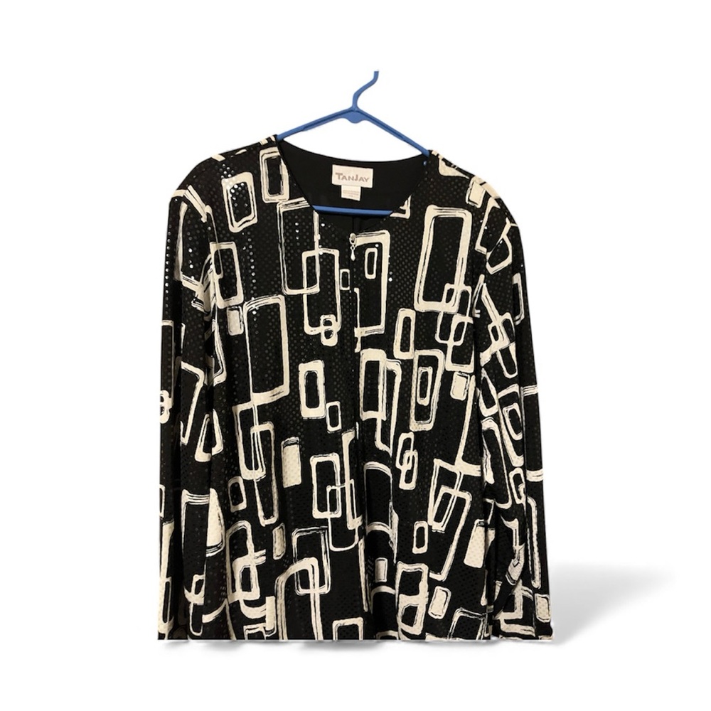 TanJay Sequin Black and White Print Blouse/Jacket- Size 3X - Picture 8 of 9